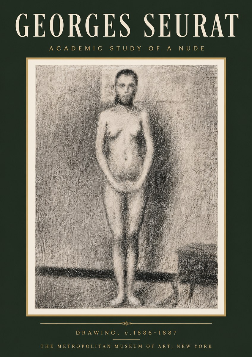 Seurat Academic Study of a Nude No6 - Poszter