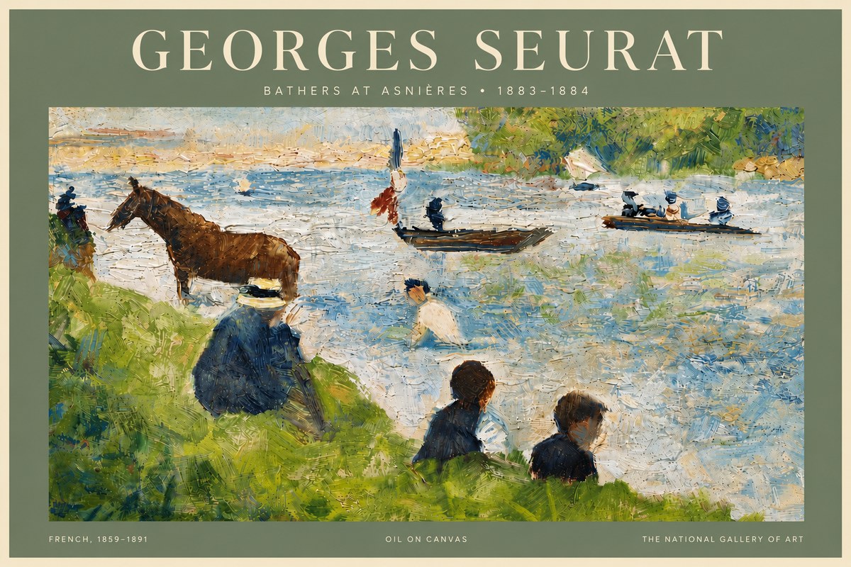 Seurat Bathers at Asnières II No6 - Poszter