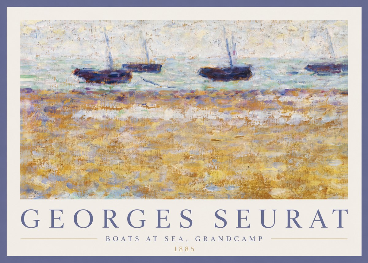 Seurat Boats at Sea, Grandcamp No4 - Poszter