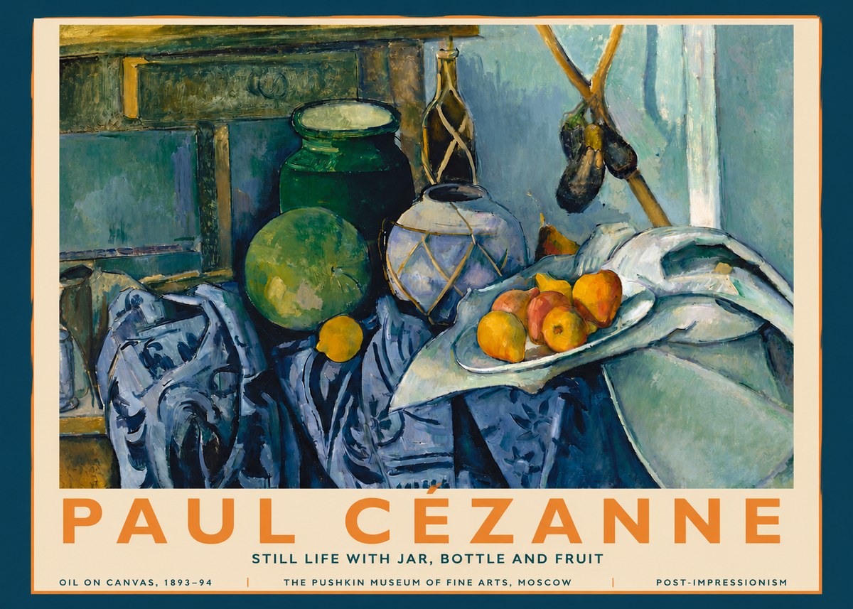 Paul Cézanne Still Life with Jar, Bottle and Fruit No3 - Poszter