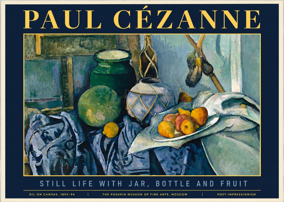 Paul Cézanne Still Life with Jar, Bottle and Fruit No6 - Poszter