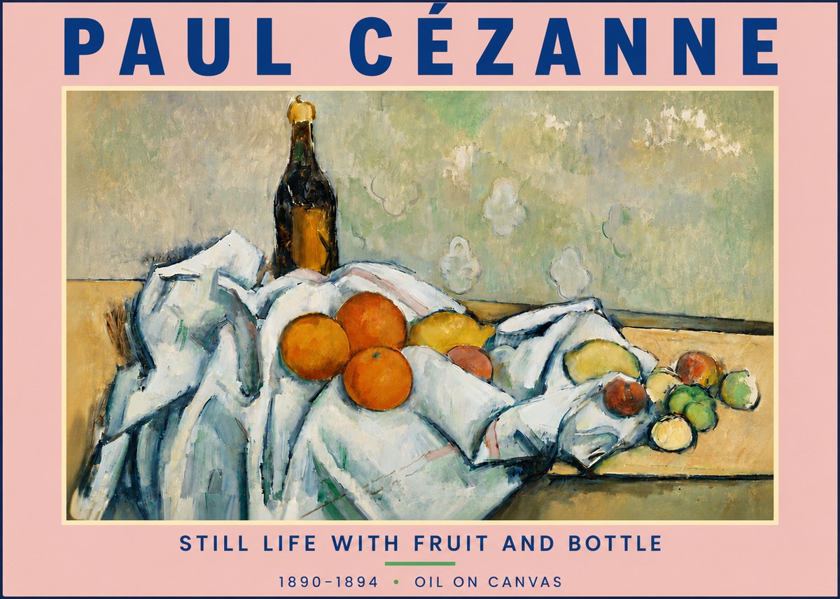 Paul Cézanne Still Life with Fruit and Bottle No4 - Poszter