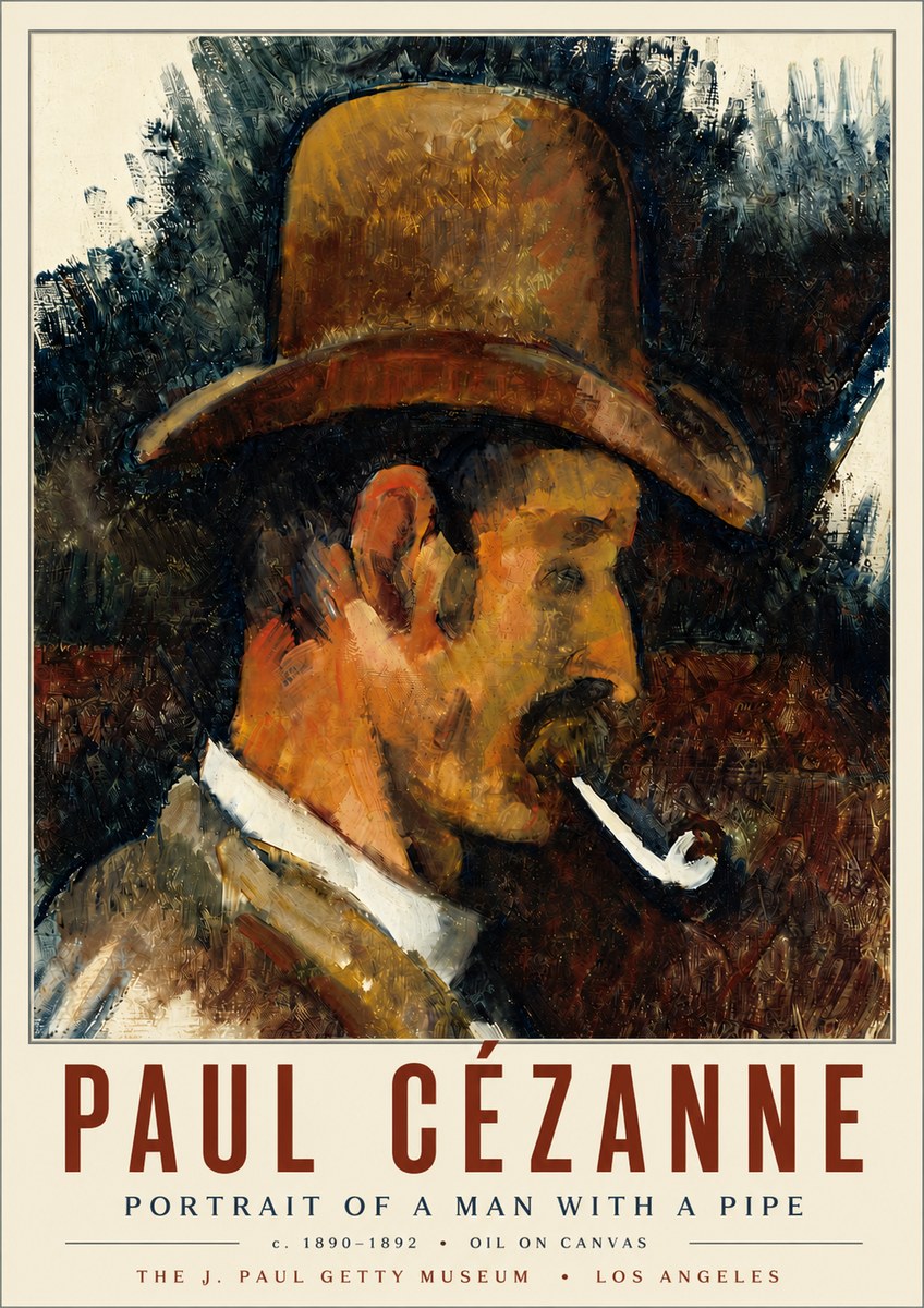 Paul Cézanne Portrait of a Man with a Pipe No6 - Poszter