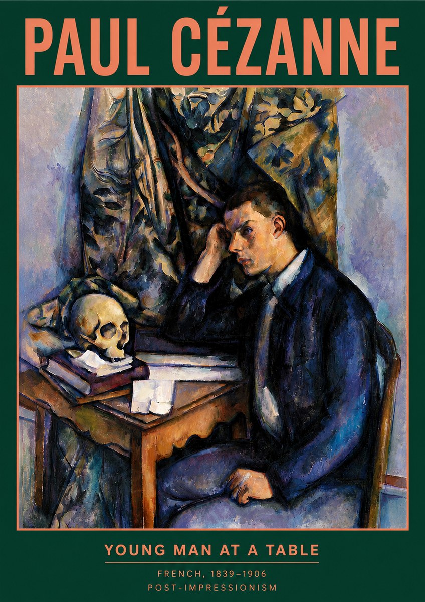 Paul Cézanne Young Man at a Table No4 - Poszter