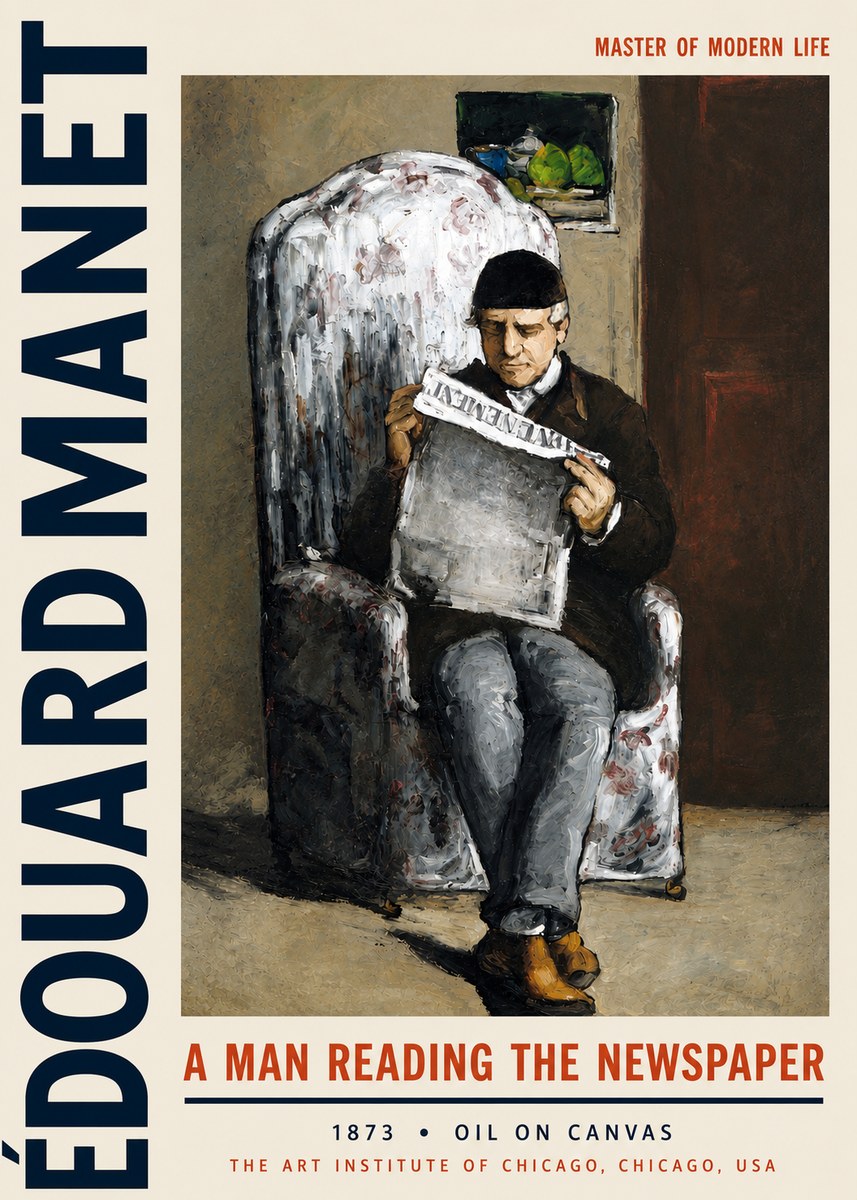 Édouard Manet A Man Reading the Newspaper No3 - Poszter