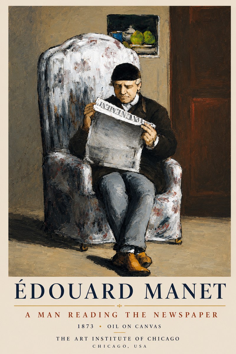 Édouard Manet A Man Reading the Newspaper No4 - Poszter