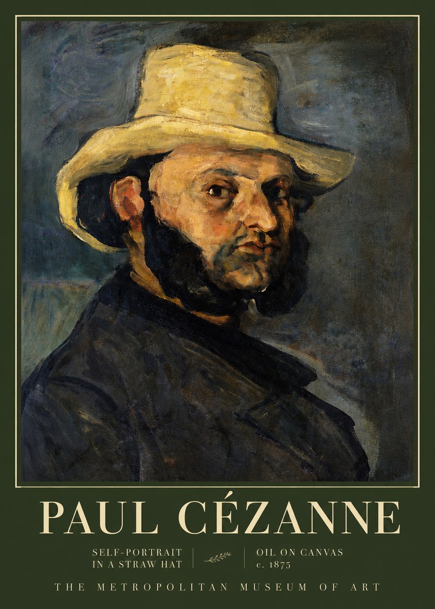 Paul Cézanne Self-portrait in a Straw Hat No3 - Poszter