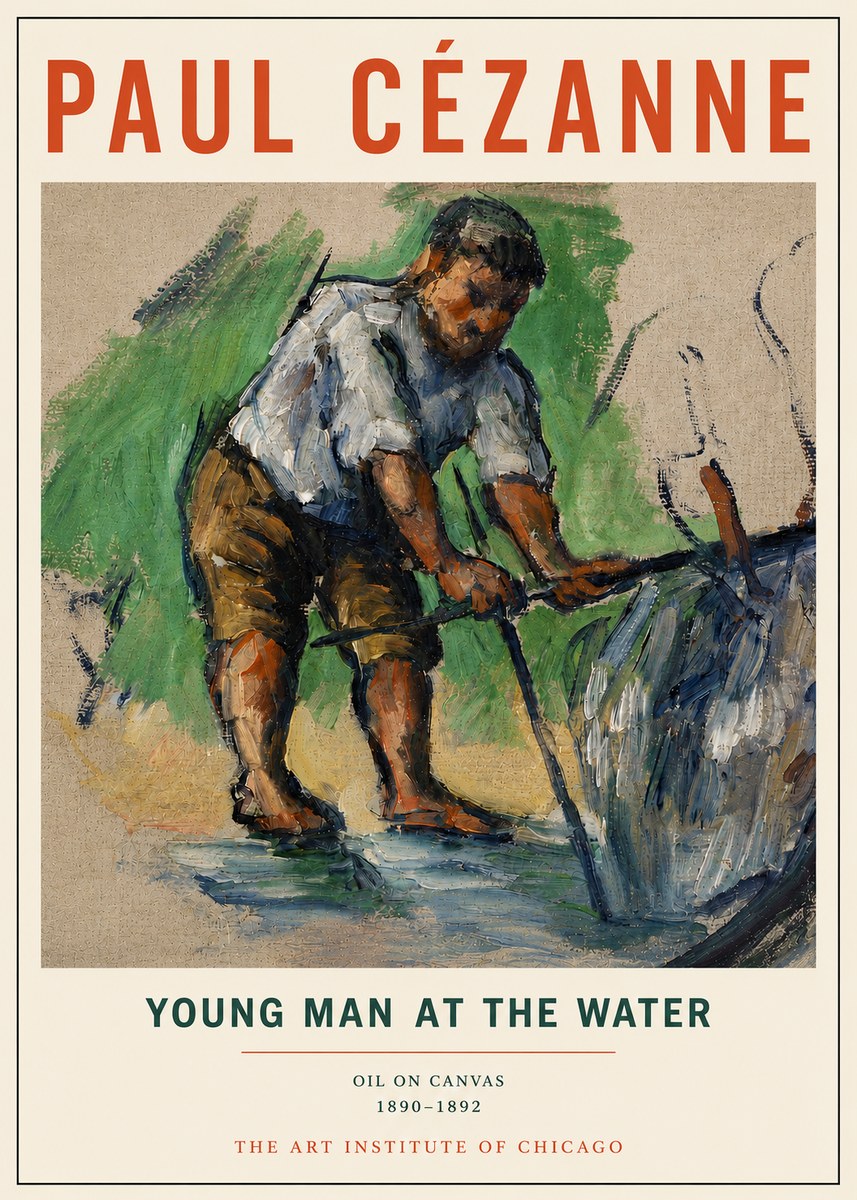 Paul Cézanne Young Man at the Water No4 - Poszter