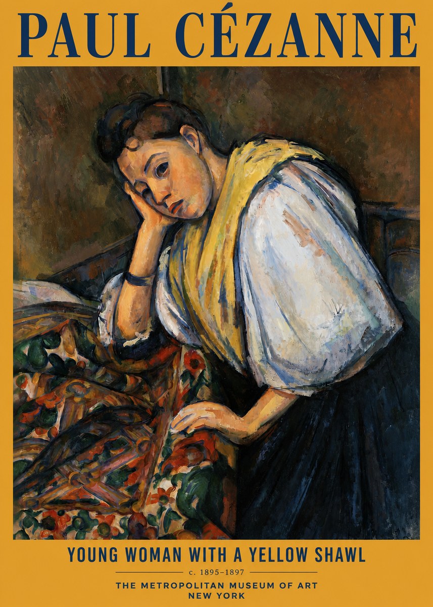 Paul Cézanne Young Woman with a Yellow Shawl No2 - Poszter