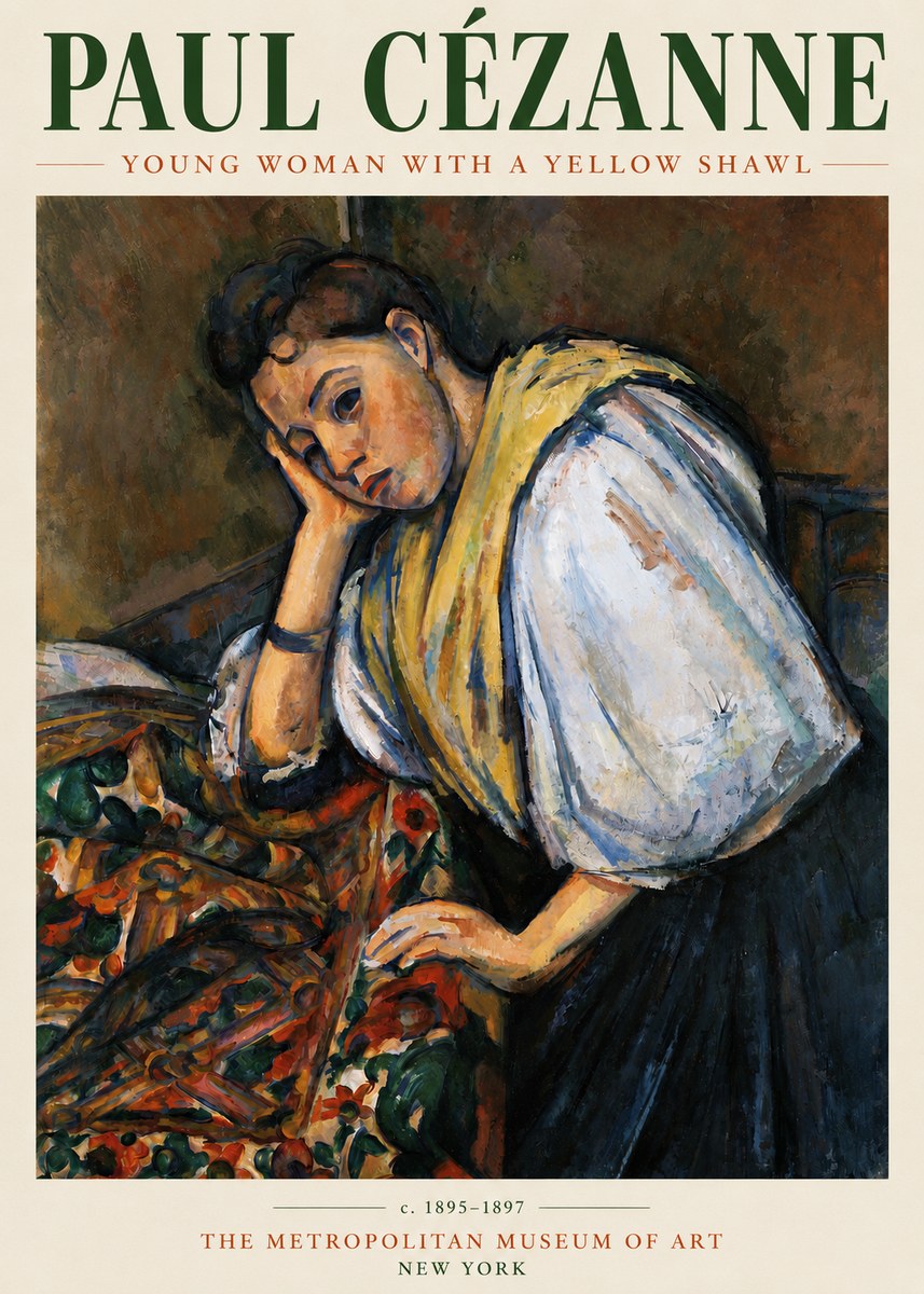 Paul Cézanne Young Woman with a Yellow Shawl No3 - Poszter