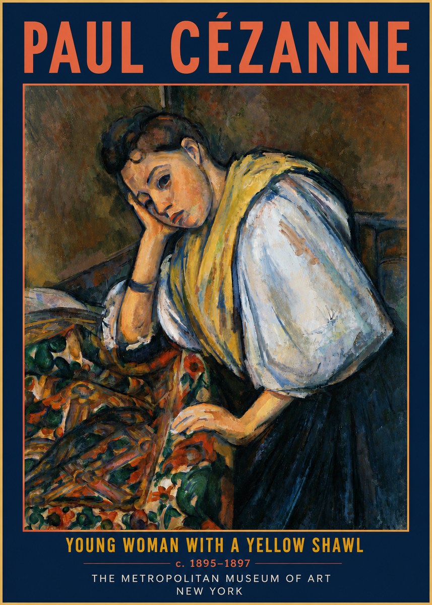 Paul Cézanne Young Woman with a Yellow Shawl No4 - Poszter