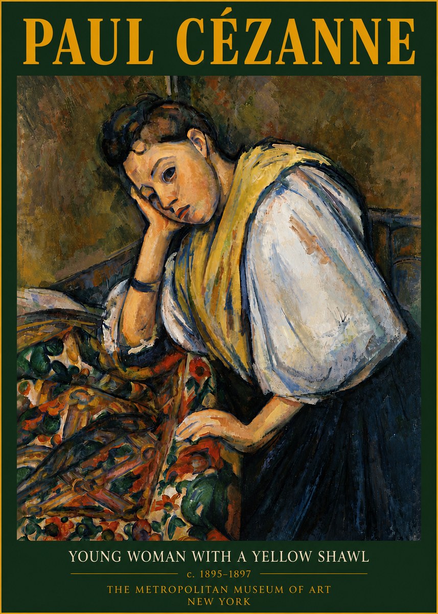 Paul Cézanne Young Woman with a Yellow Shawl No6 - Poszter