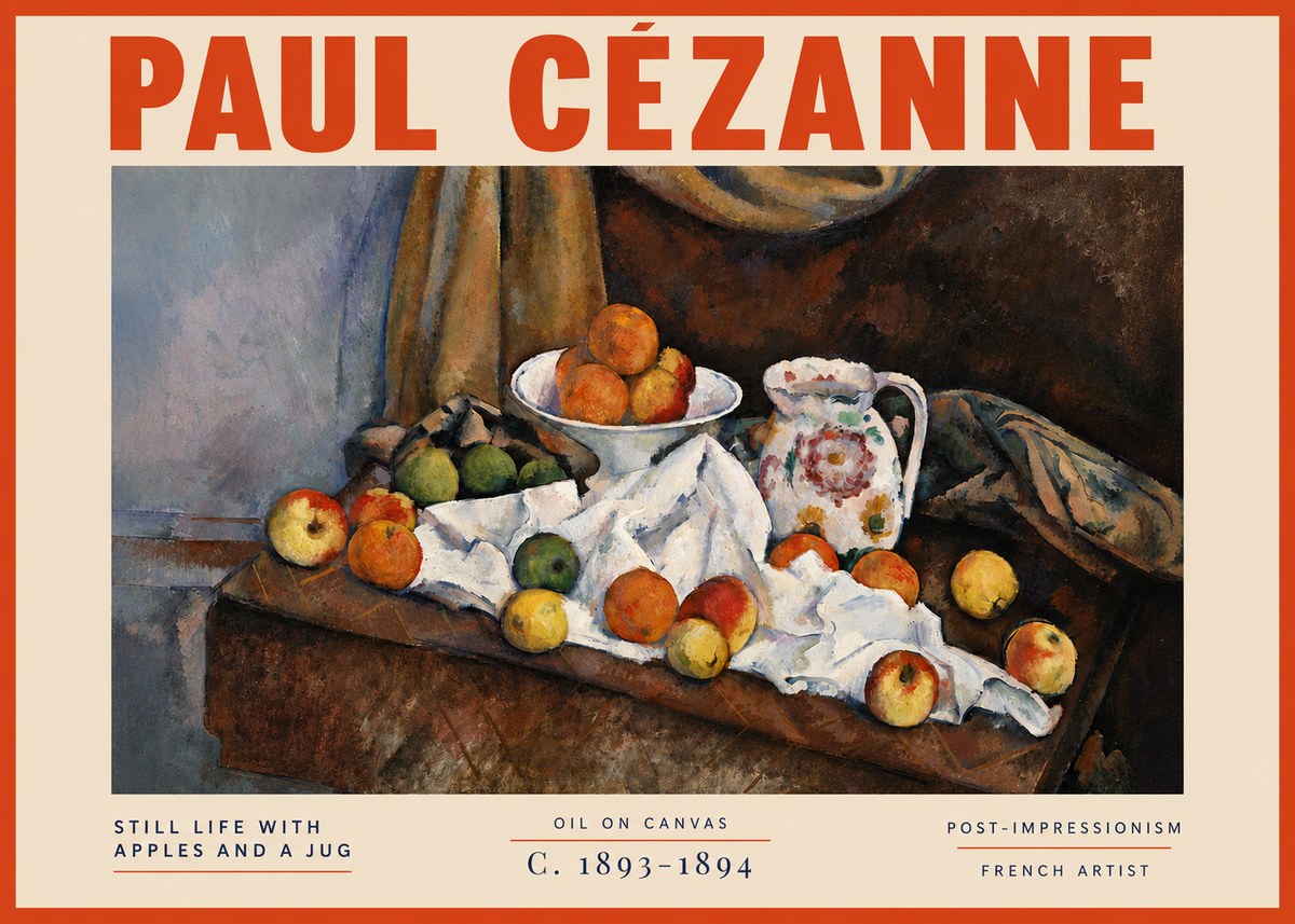 Paul Cézanne Still Life with Apples and a Jug No5 - Poszter