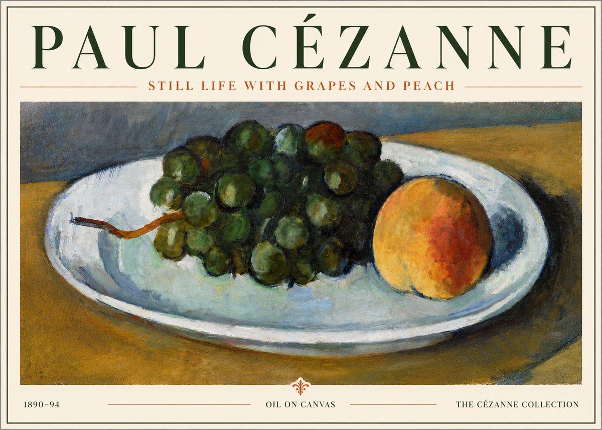 Paul Cézanne Still Life with Grapes and Peach No6 - Poszter