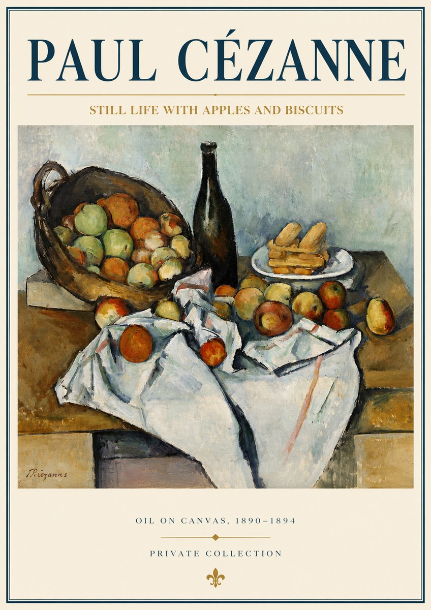 Paul Cézanne Still Life with Apples and Biscuits No4 - Poszter