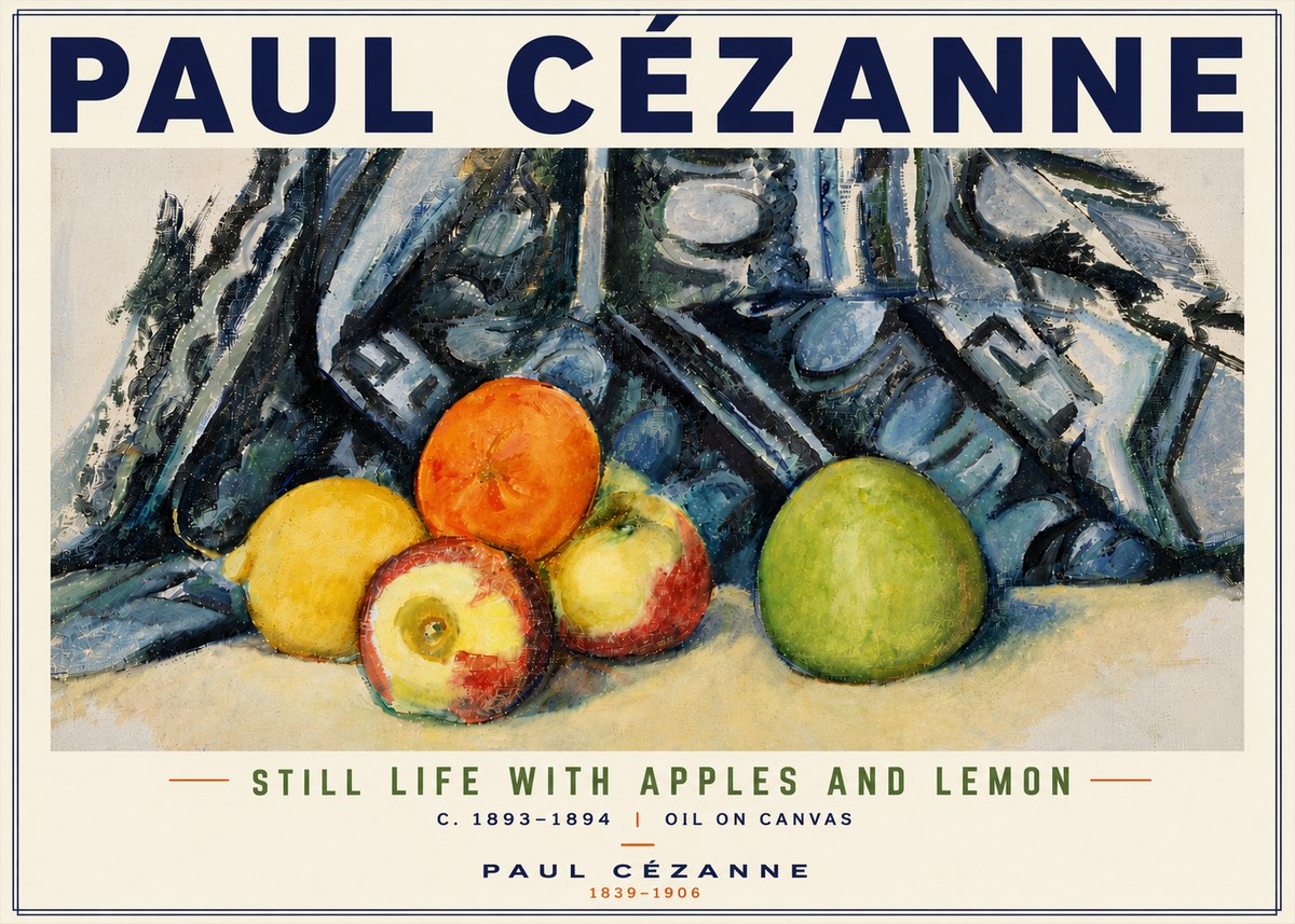 Paul Cézanne Still Life with Apples and Lemon No6 - Poszter