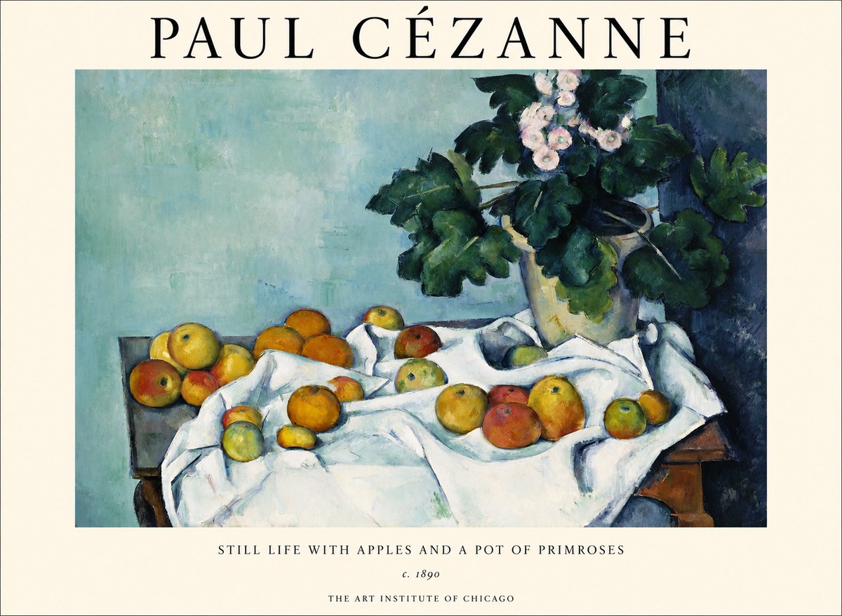 Paul Cézanne Still Life with Apples and a Pot of Primroses No1 - Poszter