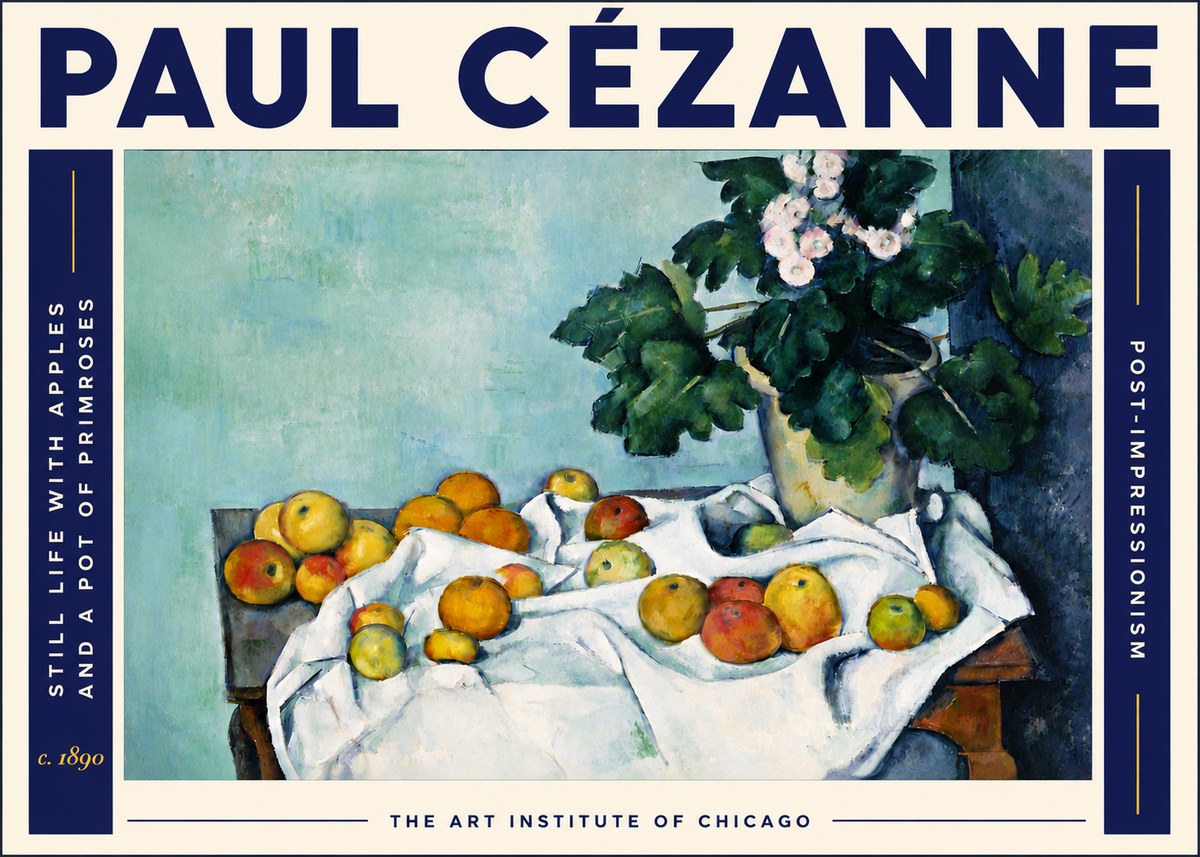 Paul Cézanne Still Life with Apples and a Pot of Primroses No6 - Poszter