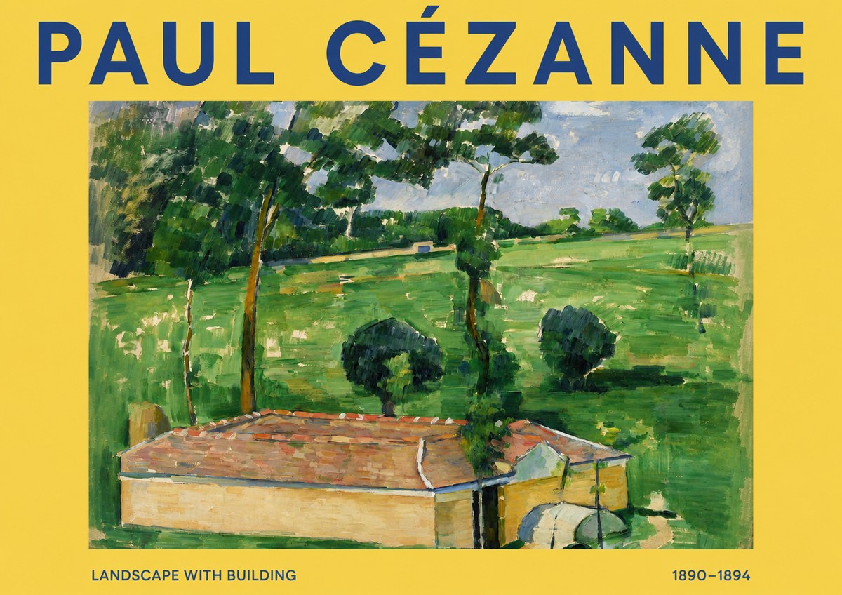 Paul Cézanne Landscape with Building No2 - Poszter