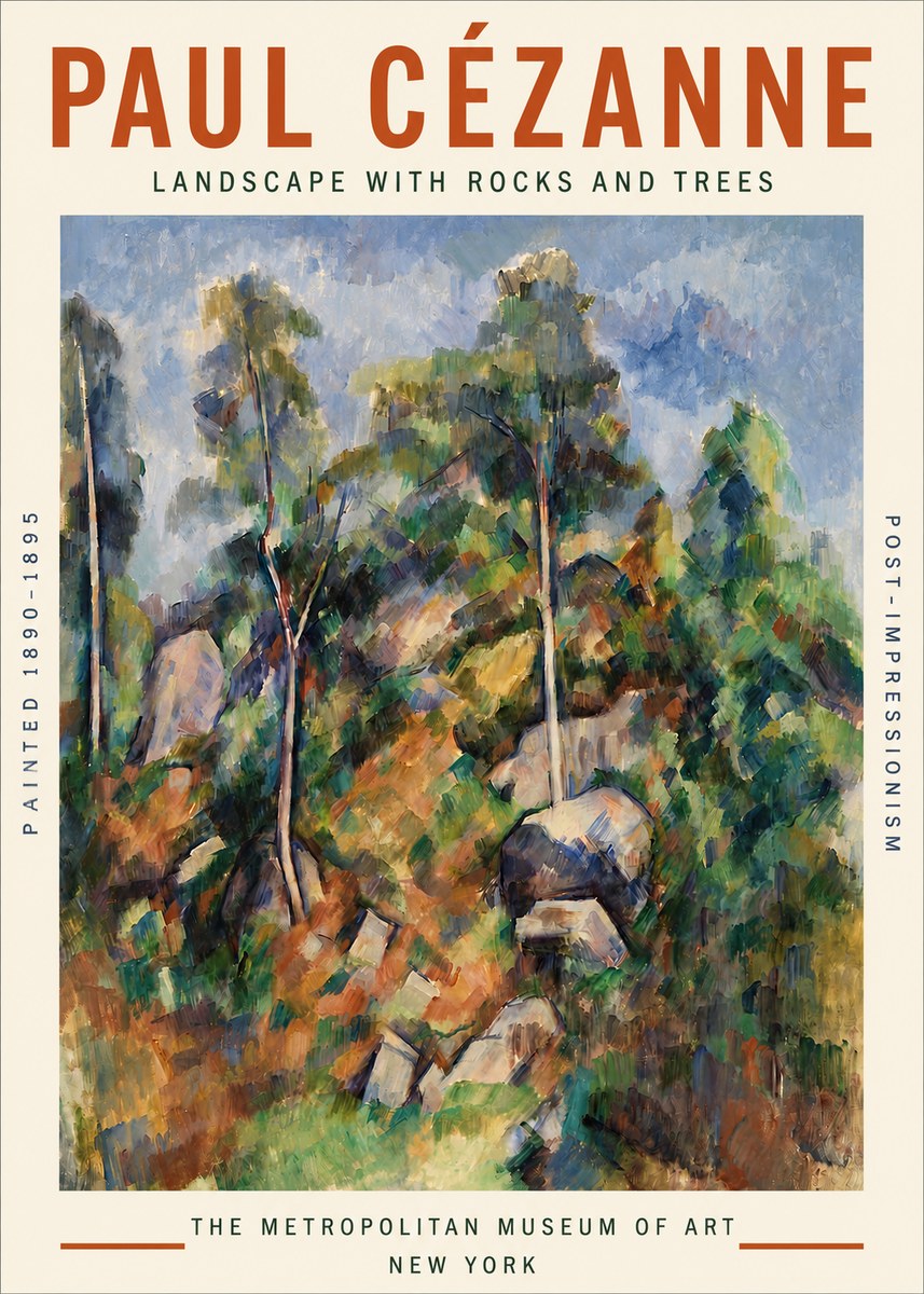 Paul Cézanne Landscape with Rocks and Trees No3 - Poszter