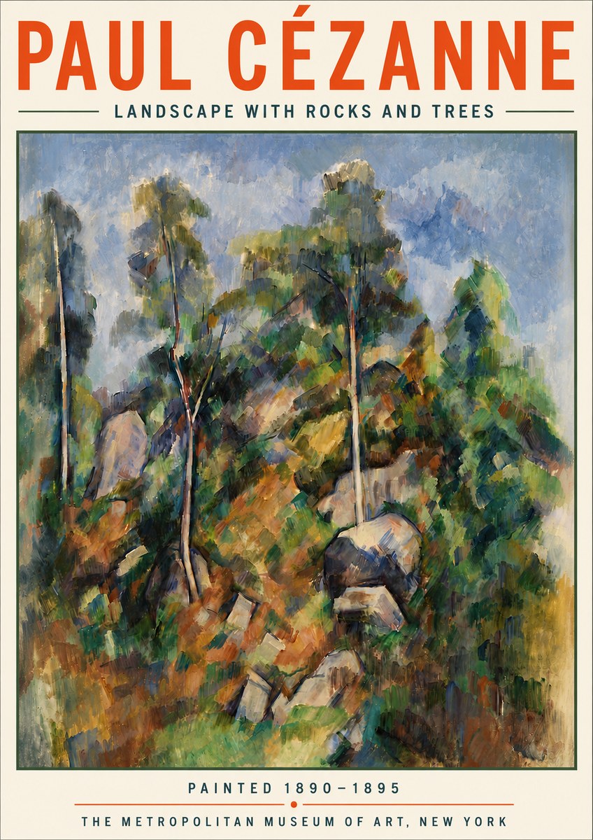 Paul Cézanne Landscape with Rocks and Trees No5 - Poszter