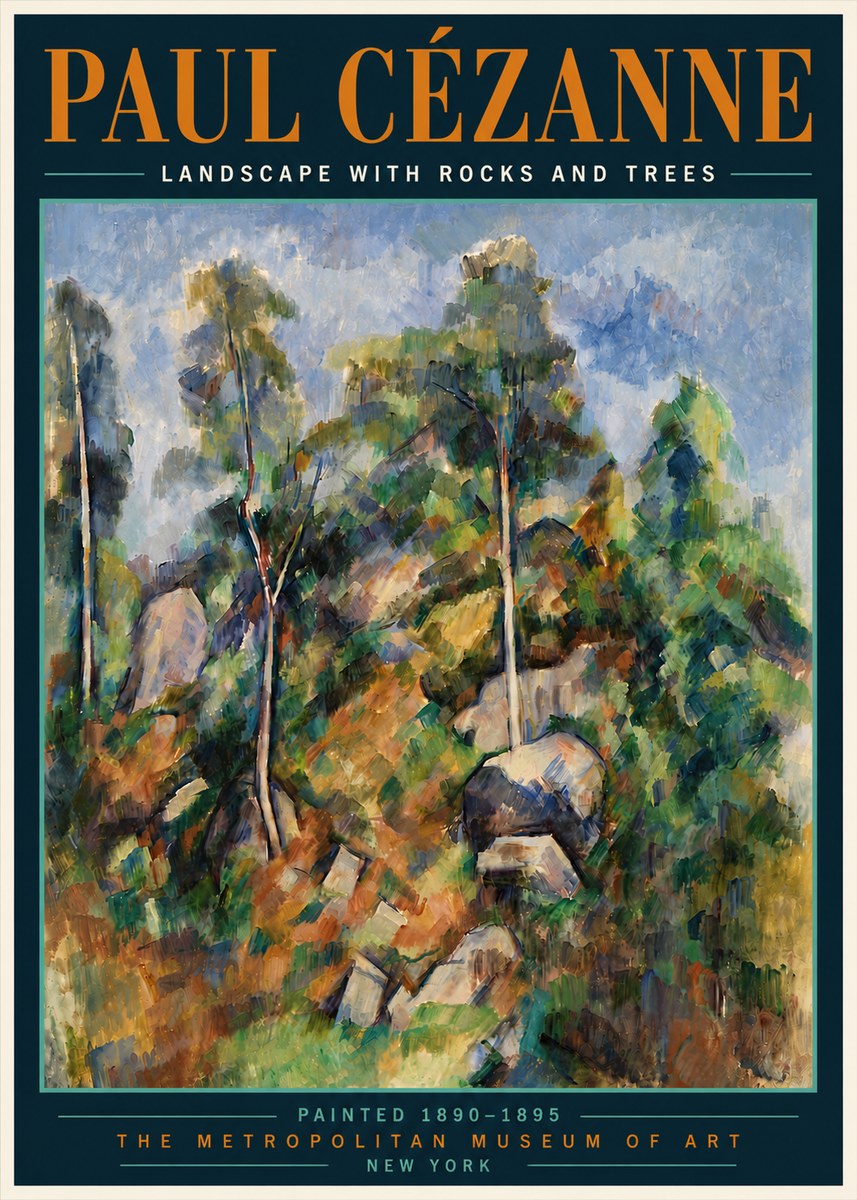 Paul Cézanne Landscape with Rocks and Trees No6 - Poszter