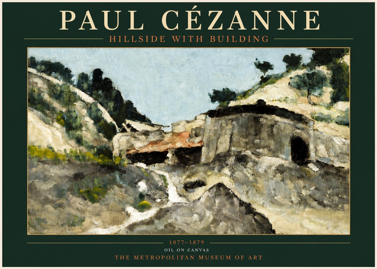 Paul Cézanne Hillside with Building No3 - Poszter