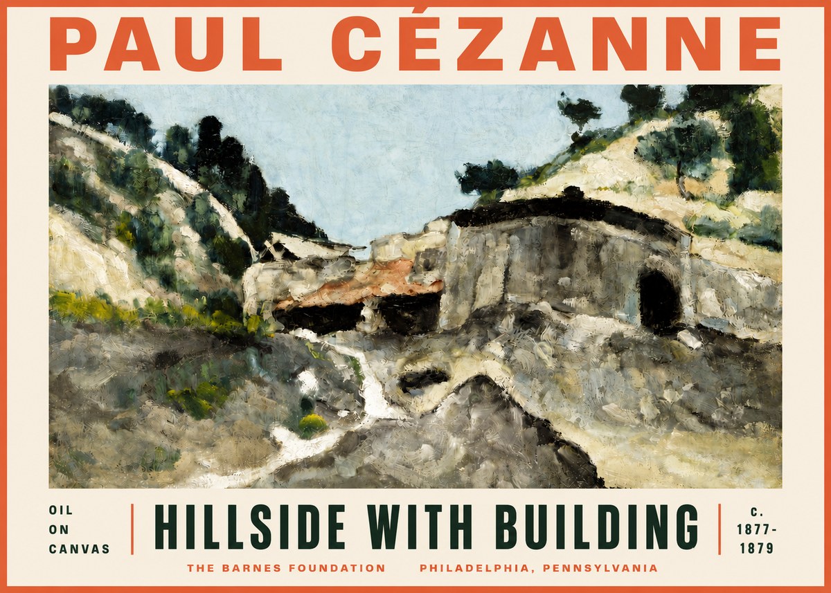Paul Cézanne Hillside with Building No5 - Poszter