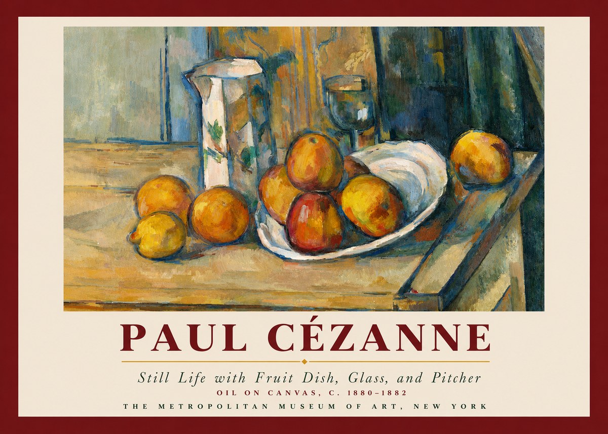 Paul Cézanne Still Life with Fruit Dish, Glass, and Pitcher No3 - Poszter