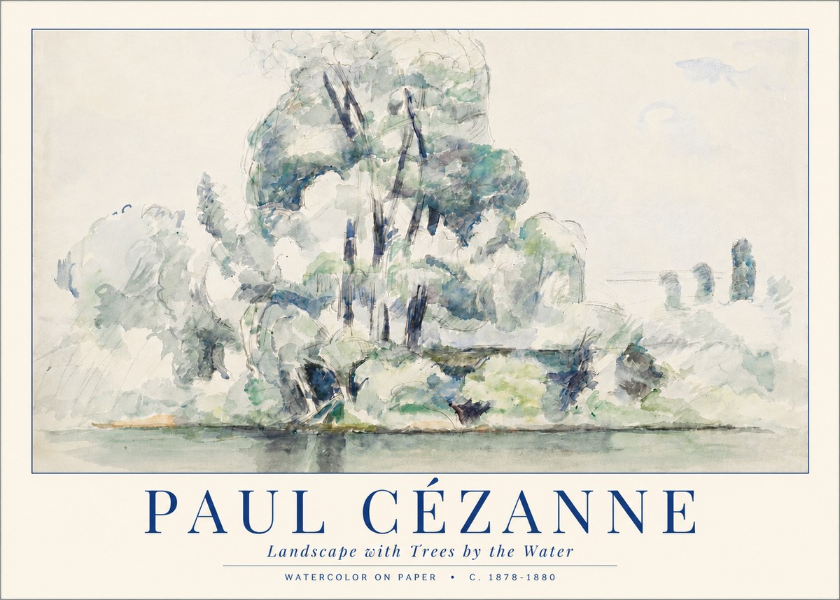 Paul Cézanne Landscape with Trees by the Water No3 - Poszter