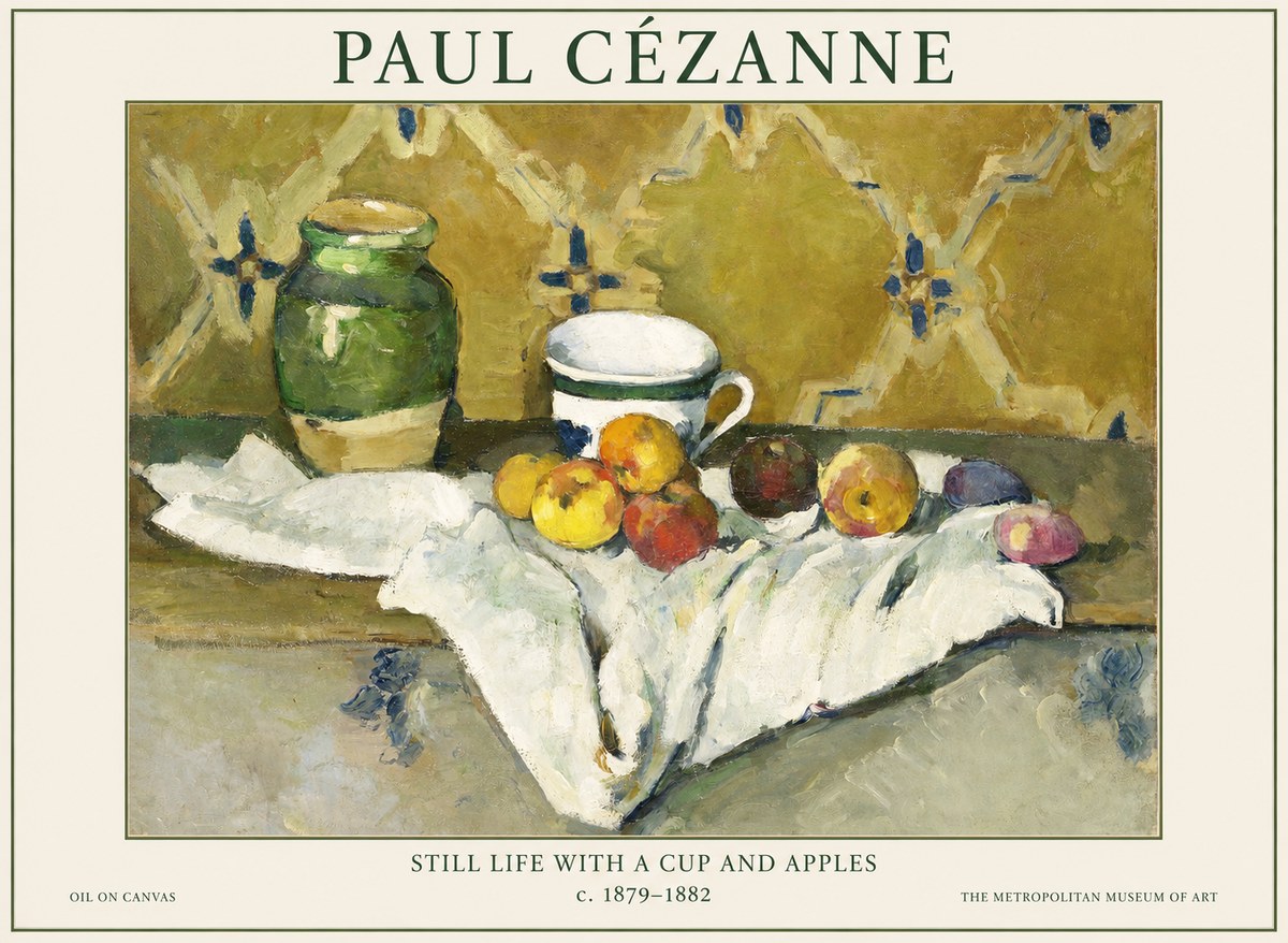 Paul Cézanne Still Life with a Cup and Apples No1 - Poszter