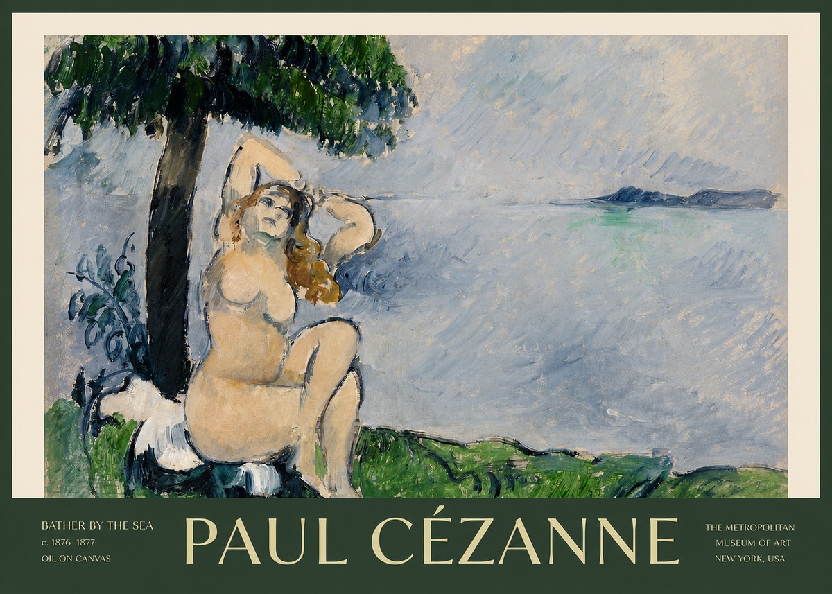Paul Cézanne Bather by the Sea No2 - Poszter
