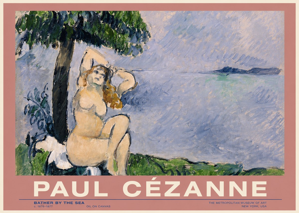 Paul Cézanne Bather by the Sea No3 - Poszter