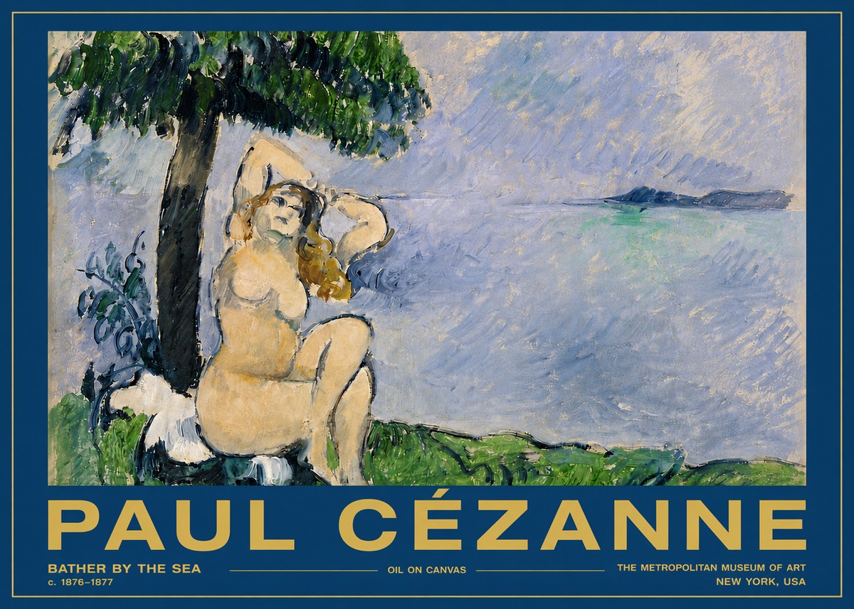 Paul Cézanne Bather by the Sea No5 - Poszter