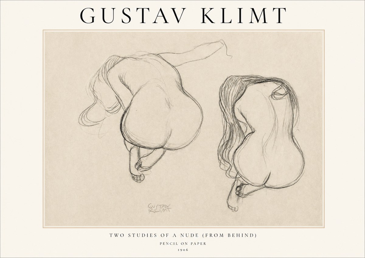 Klimt Two Studies of a Nude (from Behind) No1 - Poszter