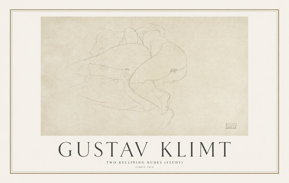 Klimt Two Reclining Nudes (Study) No1 - Poszter