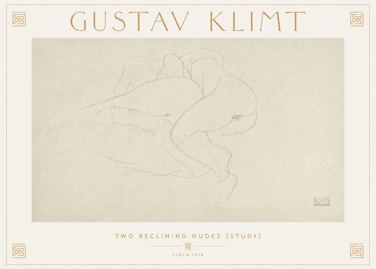 Klimt Two Reclining Nudes (Study) No2 - Poszter
