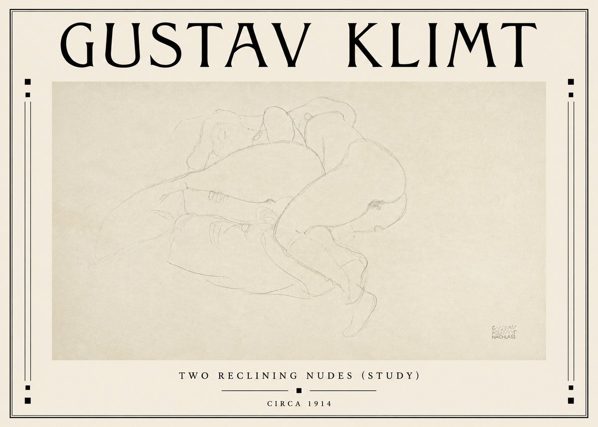 Klimt Two Reclining Nudes (Study) No3 - Poszter