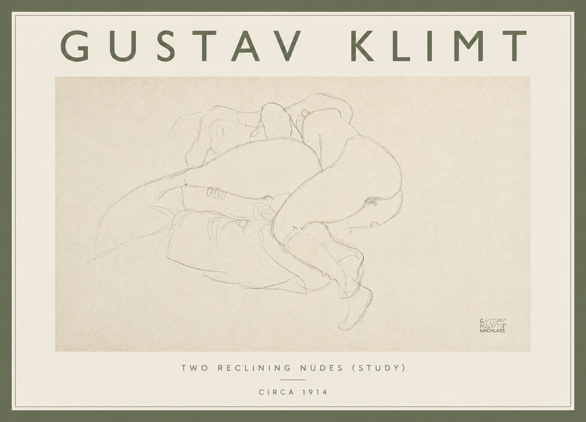 Klimt Two Reclining Nudes (Study) No4 - Poszter