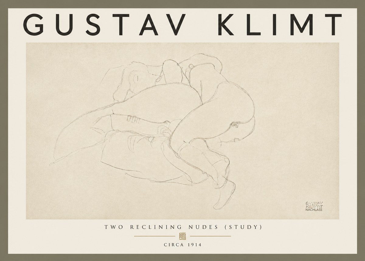 Klimt Two Reclining Nudes (Study) No5 - Poszter