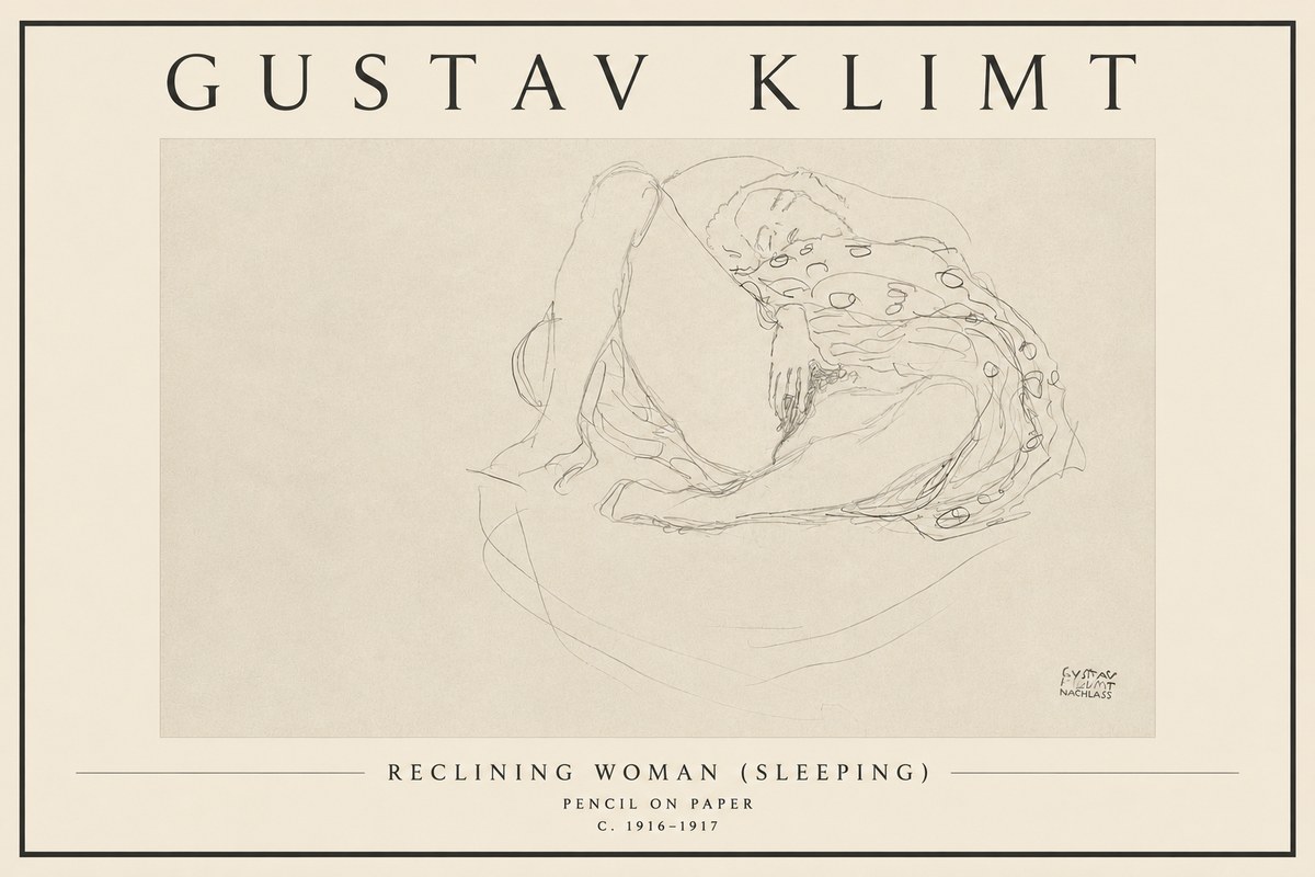 Klimt Reclining Woman (Sleeping) II No3 - Poszter