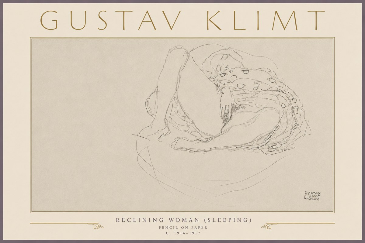 Klimt Reclining Woman (Sleeping) II No5 - Poszter