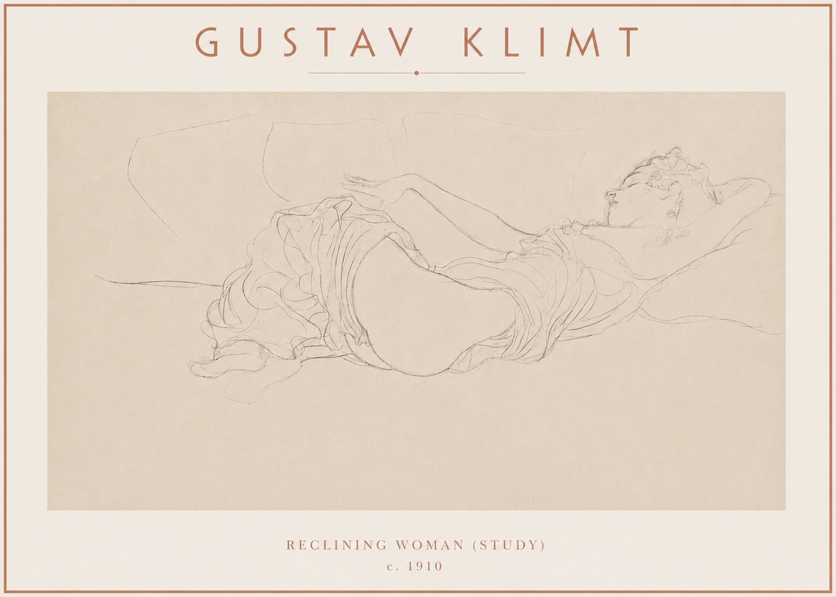 Klimt Reclining Woman (Study) No3 - Poszter