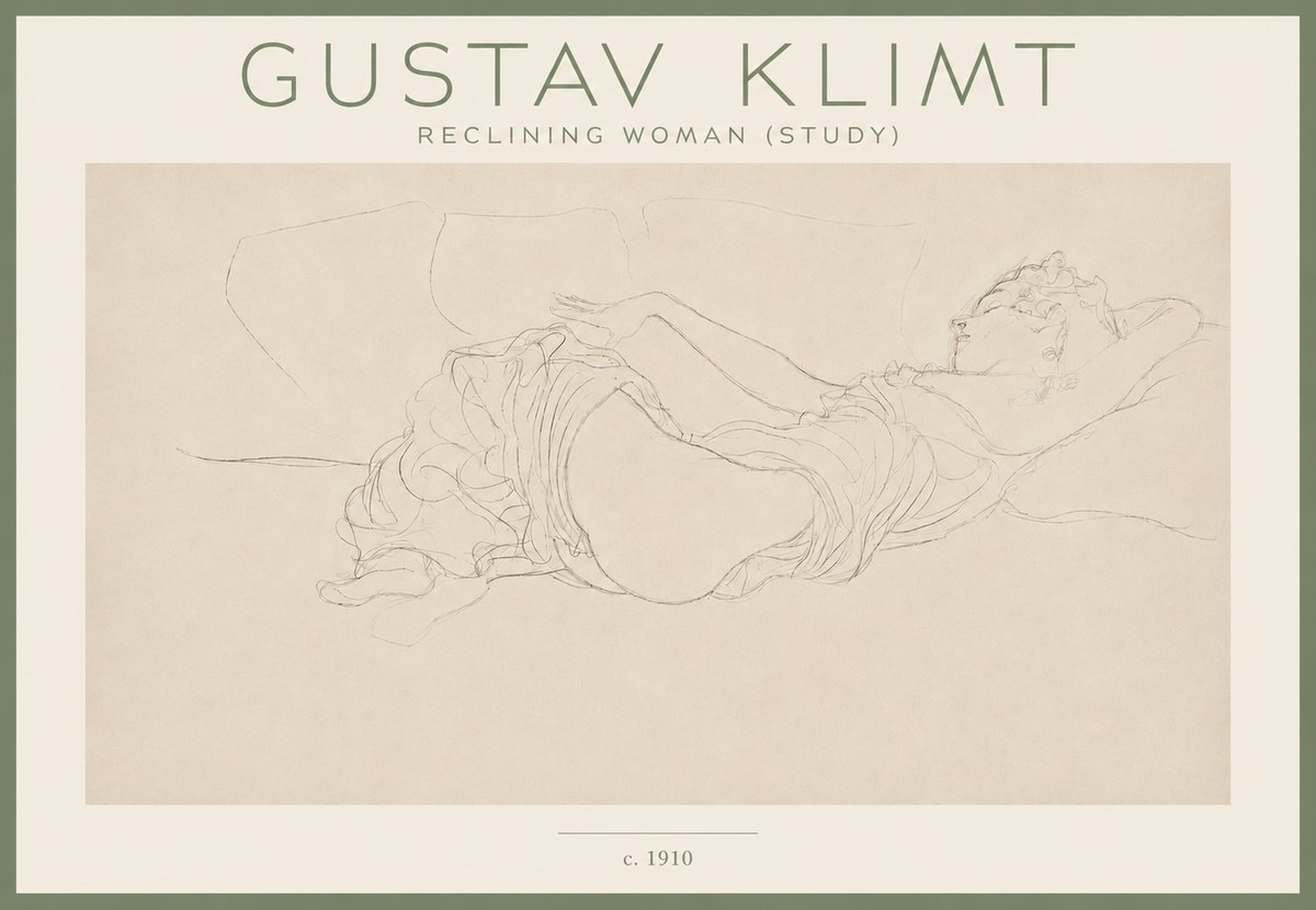 Klimt Reclining Woman (Study) No4 - Poszter