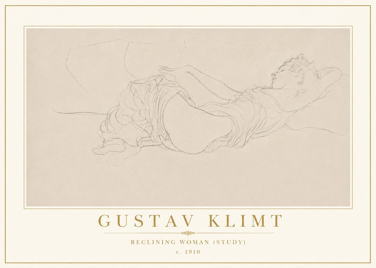 Klimt Reclining Woman (Study) No5 - Poszter
