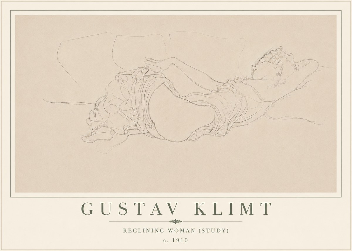 Klimt Reclining Woman (Study) No6 - Poszter