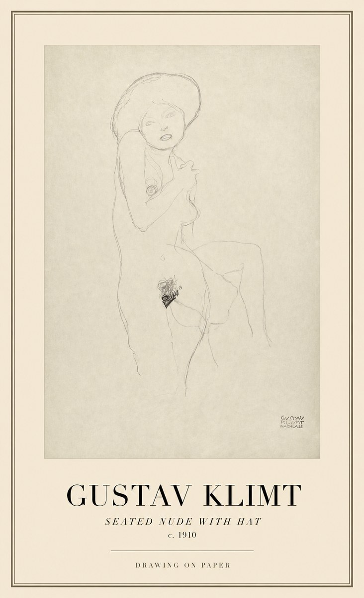 Klimt Seated Nude with Hat No1 - Poszter