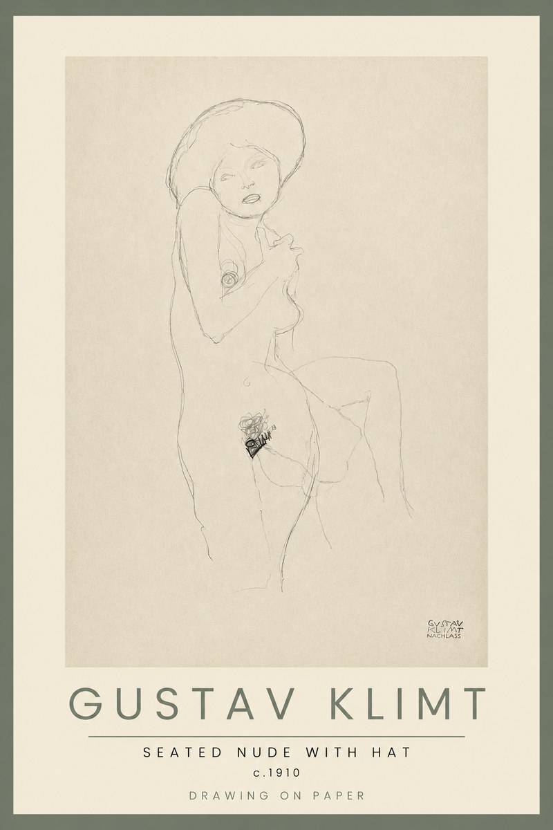 Klimt Seated Nude with Hat No2 - Poszter