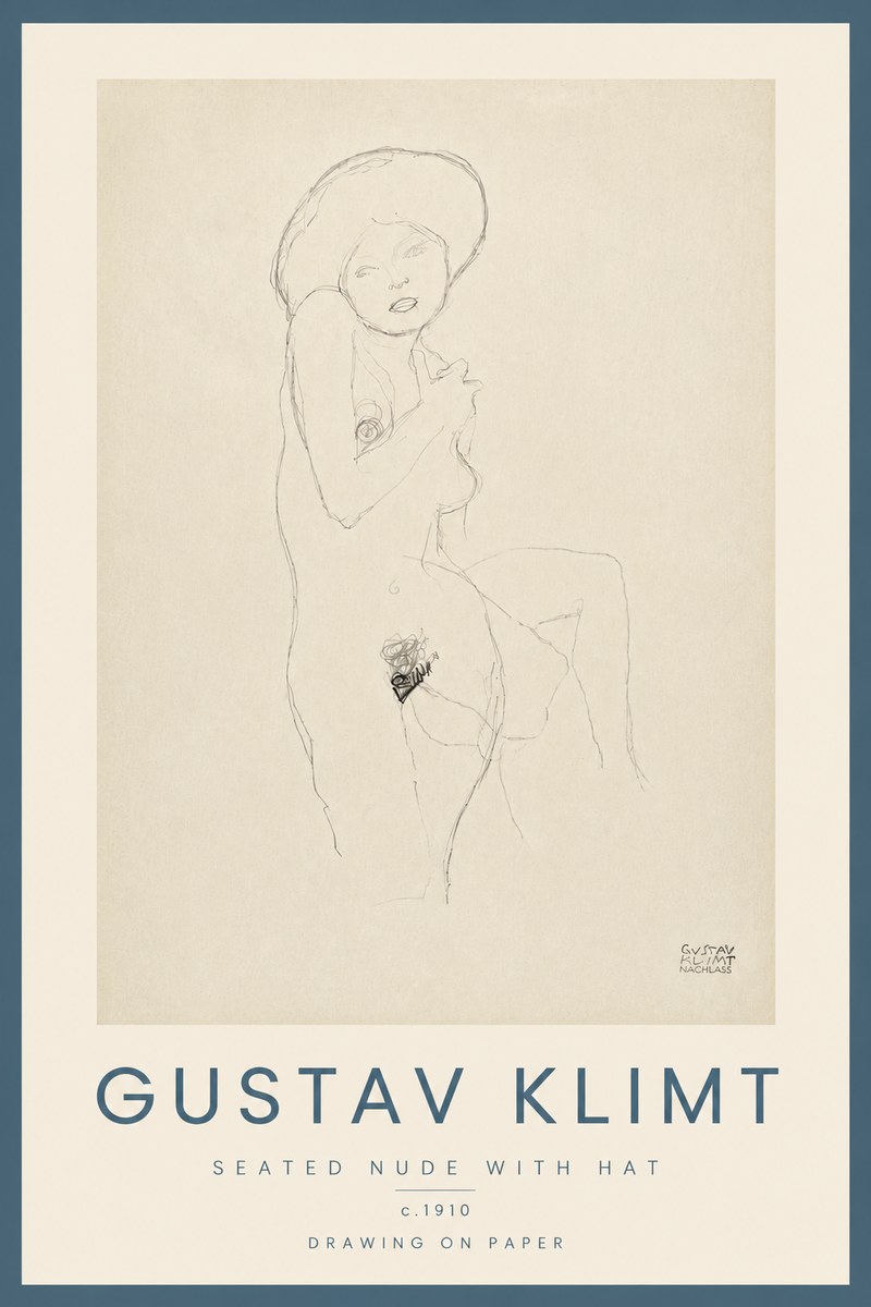 Klimt Seated Nude with Hat No5 - Poszter