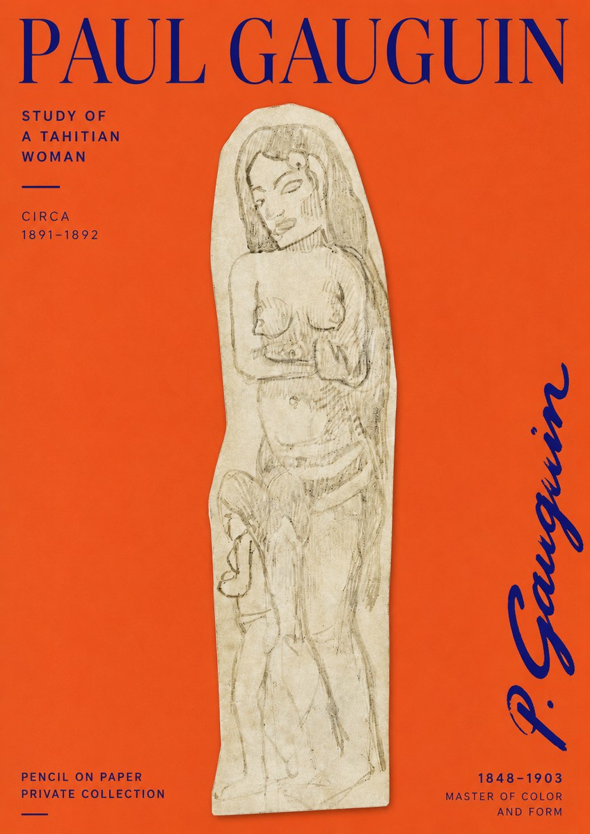 Paul Gauguin Study of a Tahitian Woman II No2 - Poszter